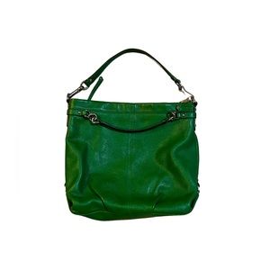 Coach Green Pebbled Leather Hobo Bag with Silver Hardware